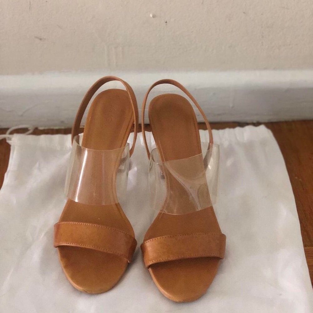 Mango Transparent Strap Chunky Heeled Sandals